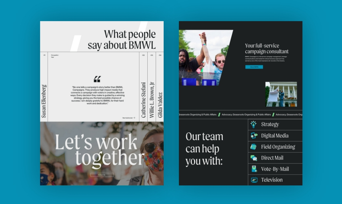 BMWL website with icon design system