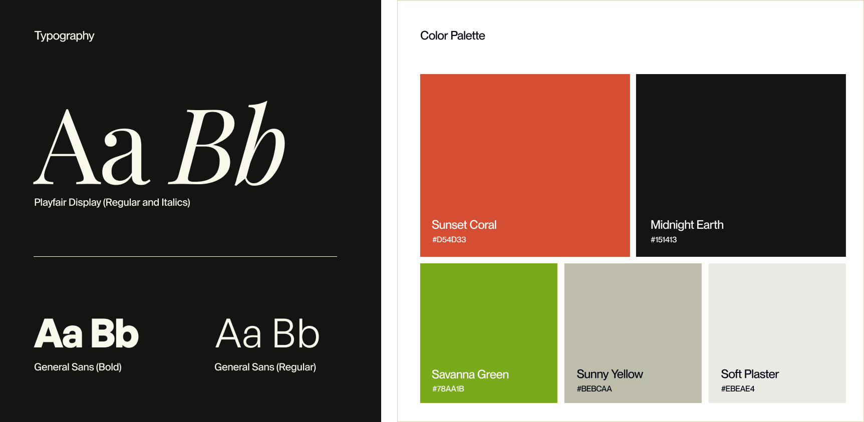 Africa Dream Safaris typography and color palette with safari-inspired tones