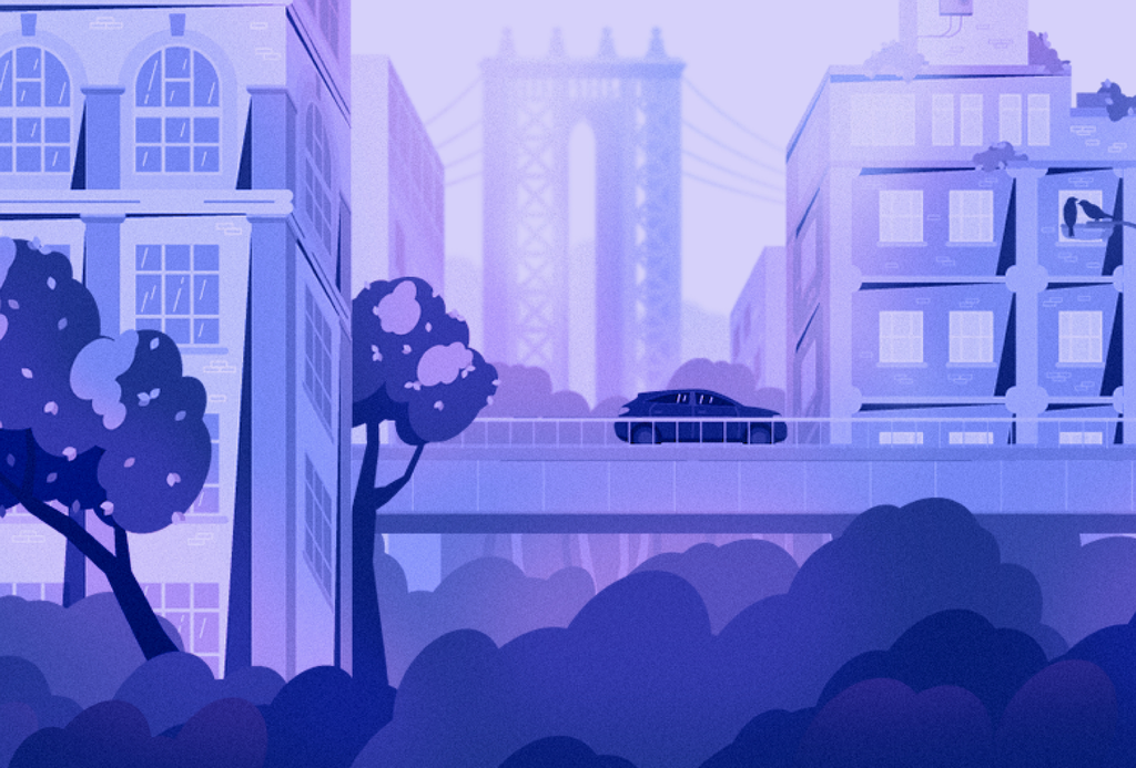 MGNY Consulting brand identity hero with NYC skyline illustration