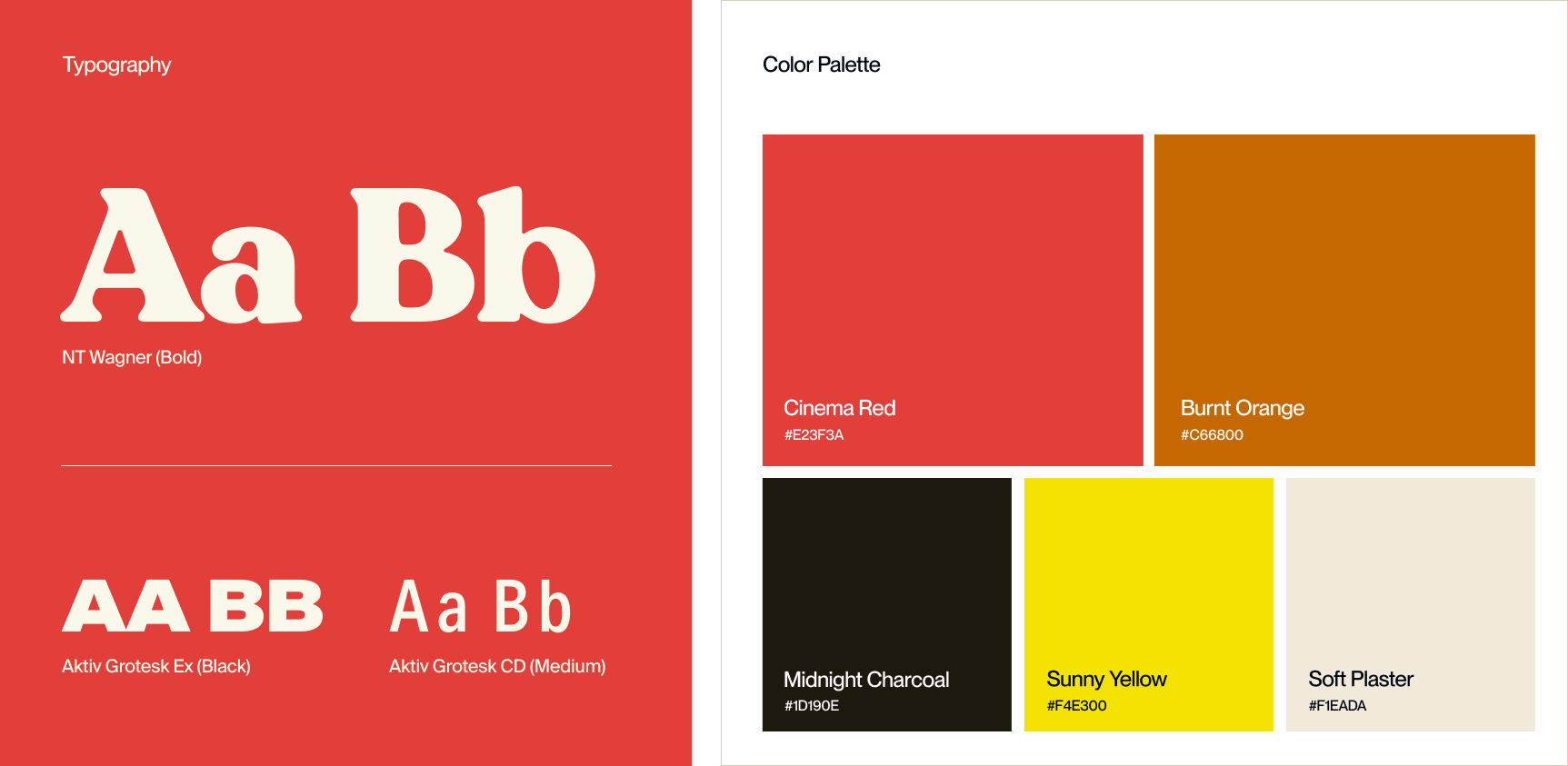 Vista Theater Hollywood typography and color palette with Cinema Red and Burnt Orange