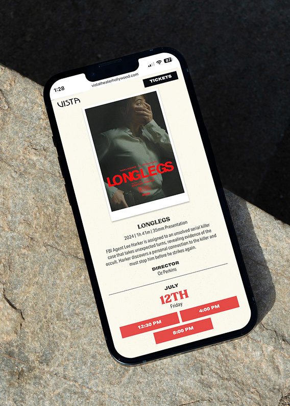 Vista Theater Hollywood mobile website design