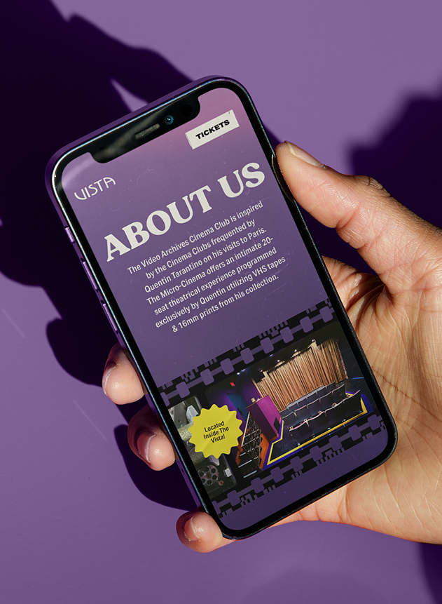 Vista Theater Hollywood Video Archives Cinema Club About Us page on mobile